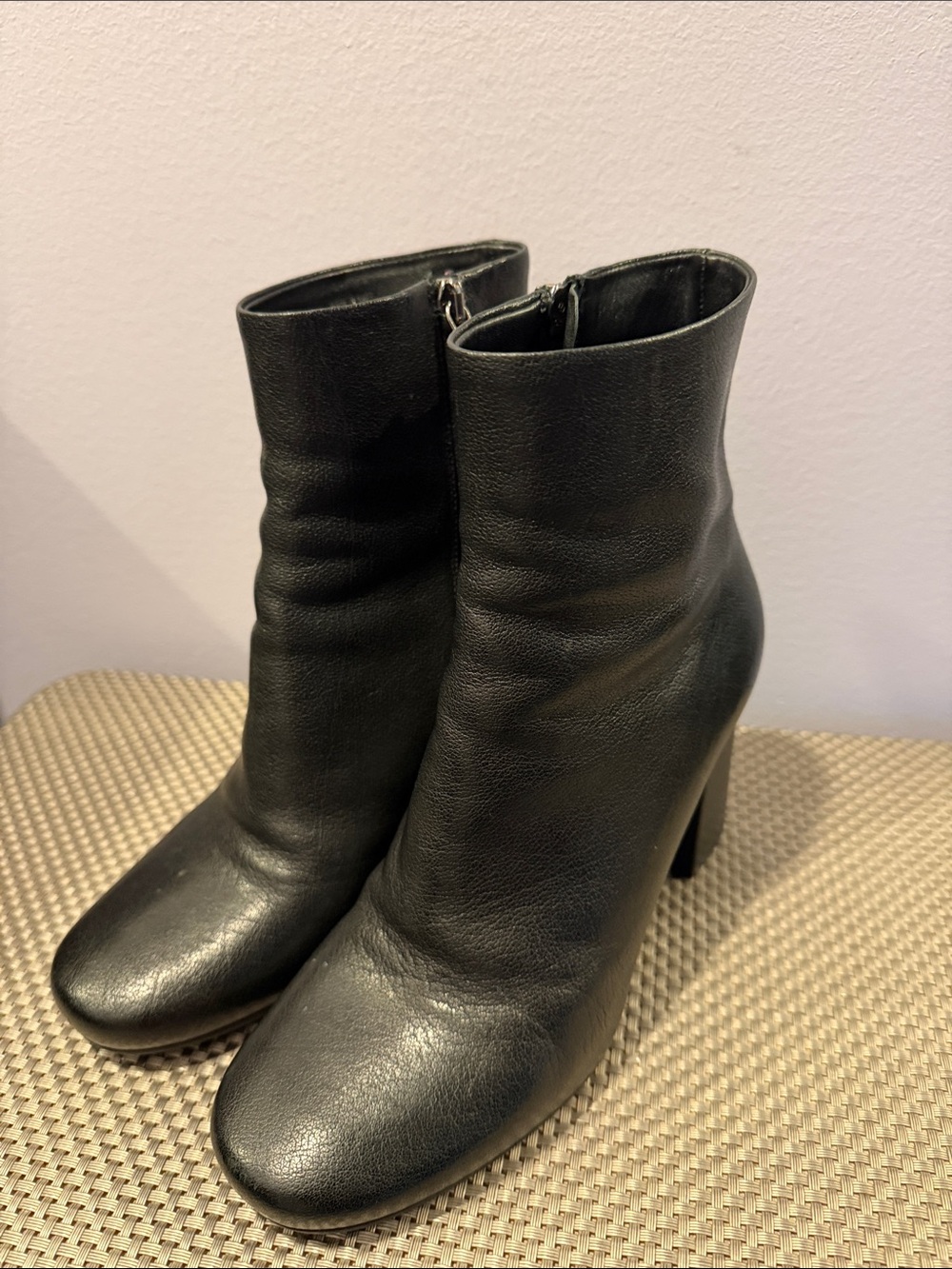 Prada Black Leather Ankle Booties